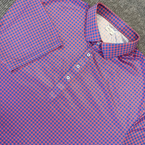 Collars & Co. Other - Collars & Co Mens 3XL Dress Collar Polo Shirt Blue Orange Gingham Check Golf Tee